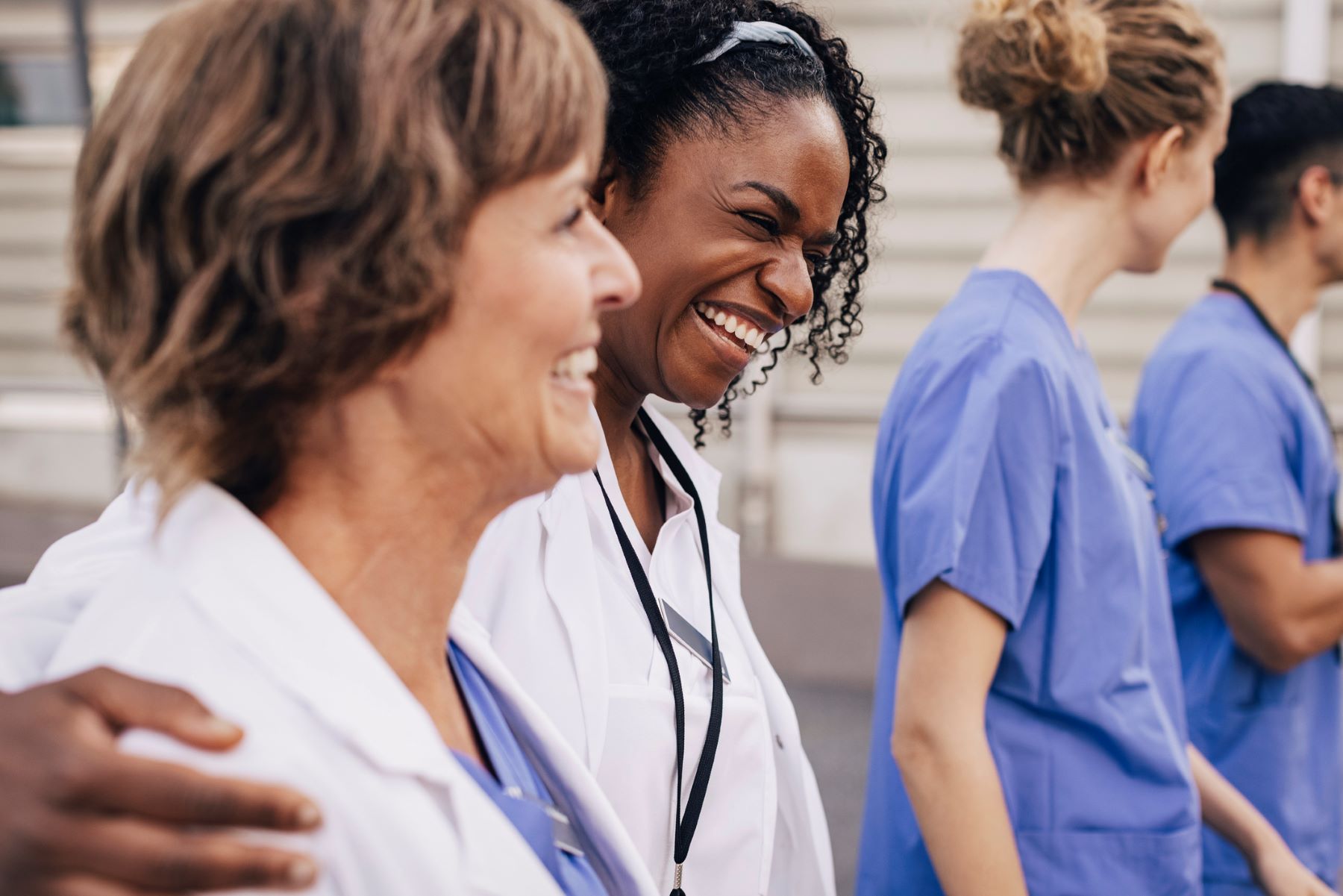 Two doctors sharing a laugh